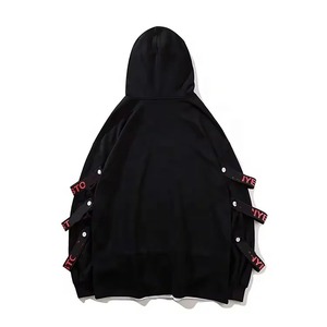 <b>Men's</b> Black Oversized Hoodie Sweatshirt Raglan Sleeve Cut Out Design Streetwear Autumn Cotton Knitted Breathable - Product Image 4