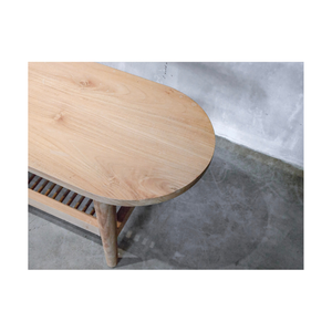 Banc de rangement ovale en bois avec étagère à chaussures pour salon, hôtel, spa - Offre spéciale - Product Image 5