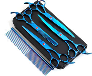 World Precision Surgical Professional Dog Grooming Scissors Set Titanium Coated <b>Long</b> Handle Right-Handed Pet Shears Kit Thinning - Product Image 1