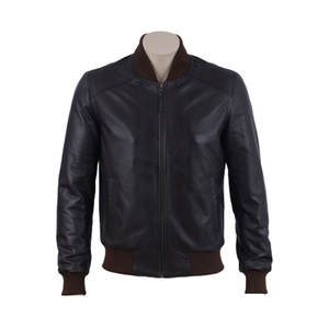 Chaqueta de Cuero Tipo Bomber Marrón para Mujer, Cuello Alto Personalizado, Puños Acanalados, Marca OEM, Prenda Exterior de Cuero Genuino a la Moda - Product Image 1