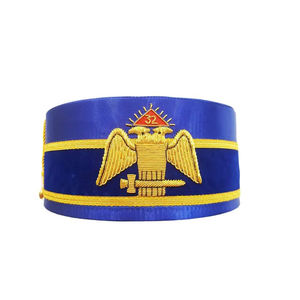 Gorra de coronación de alta calidad para la Logia Azul de los Grand Masons, negra con emblema y corona dorados, cinturón ajustable, sombrero ceremonial completamente nuevo. - Product Image 2