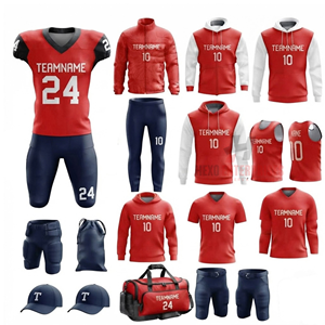 Conjunto de Uniforme de Fútbol Americano, Ropa Deportiva Completa para Equipo, Sudaderas con Capucha, Bolsas de Deporte, Guantes, Mangas Deportivas, 100% Poliéster - Product Image 1