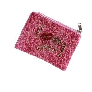 Pochette à monnaie perlée LOVE YOU Seed Belle pochette à monnaie perlée personnalisée Portefeuille pour femmes Pochette à monnaie tendance avec - Product Image 1