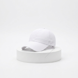 Wholesale <b>Plain</b> 6 Panel Waterproof Mesh <b>Baseball</b> <b>Cap</b> Golf Hat Custom Embroidery Label Logo Laser Cut Hole 100% Polyester - Product Image 5