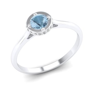 REYES GRA Certified 925 Sterling Silver Moissanite Engagement <b>Ring</b> with Natural Aquamarine Gemstone <b>Fine</b> Jewelry Birthstone <b>Ring</b> - Product Image 2