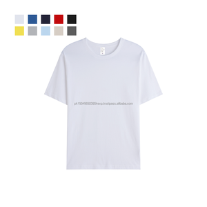 T-shirts en coton blanc uni vente en gros T-shirt à manches courtes coupe régulière respirant unisexe logo personnalisé - Product Image 1