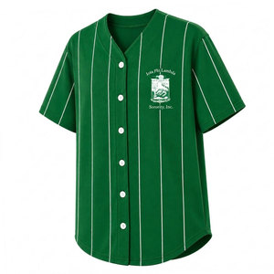 Camiseta de béisbol a rayas verdes para mujer de Iota Phi Lambda Sorority, camiseta informal con botones y manga corta, camiseta de moda para mujer - Product Image 6