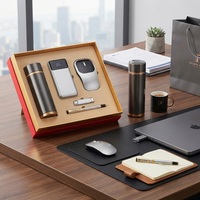 Juego de 5 Regalos Promocionales, Caja de Regalos de Agradecimiento, Vaso, Bolígrafo, Memoria USB, Ratón Inalámbrico, Banco de Energía para Mujeres y Hombres