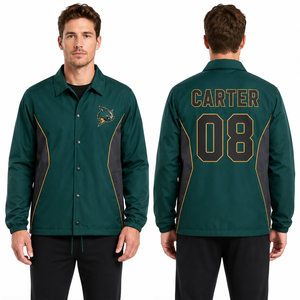 เสื้อแจ็คเก็ตโค้ชสำหรับพนักงานสนับสนุน แห้งเร็ว กันน้ำ กระดุมรัด ปรับเชือกได้ ตัดเย็บแบบตัดต่อ ทนทาน กันลม - Product Image 6