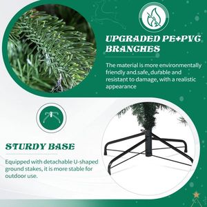 Albero di Natale Artificiale a Forma di Pino da 2,3 m con Luci LED Bianche Calde (400 LED), Decorazione Natalizia Fai-da-Te con Base e Ornamenti - Product Image 6