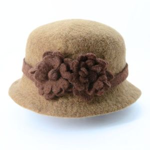 Women Cloche Hat Two Tone Floral Fascinator <b>Cap</b> <b>Winter</b> Formal Hand Embroidery Worsted Fabric for Outdoor Daily Wear - Product Image 2