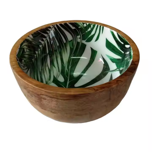 ชามไม้พิมพ์ลายคลาสสิกสำหรับเสิร์ฟซุปและสลัดในงานปาร์ตี้ - Product Image 1