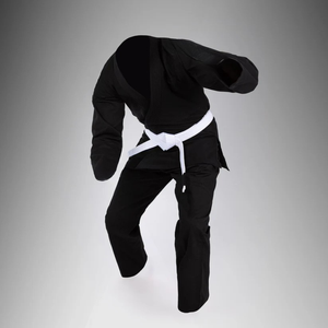 Uniforme de karaté noir 100% coton, coupe classique, unisexe, vêtements d'arts martiaux pour adultes, style uni teint, durable, en stock - Product Image 3