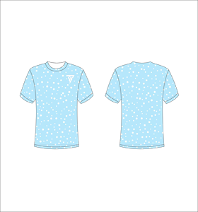 เสื้อยืดผู้ชายสีฟ้าอ่อนลายจุด แขนสั้น คอกลม ทรงปกติ สวมใส่สบาย พิมพ์ลาย ถักทอจากโพลีเอสเตอร์ 100% ระบายอากาศได้ดี - Product Image 1
