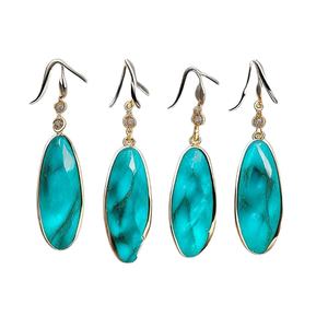 Pendientes personalizados de Topacio azul cielo chapados en oro de 18 quilates con diseño de joyería de plata de ley 925 - Product Image 1