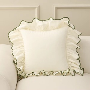 Housse de coussin carrée vert olive à volants, taie d'oreiller unie pour canapé, décoration intérieure - Product Image 2