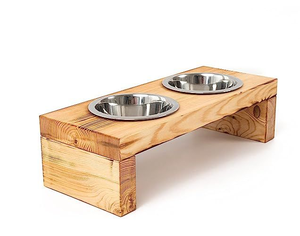 Comedero Elevado para Mascotas de Madera Sólida Sostenible, Diseño Clásico, 2 Tazones de Acero Inoxidable Ecológicos, Base de Plástico para Perros, Venta al Por Mayor - Product Image 2