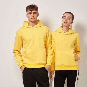 Alta calidad 390gsm 100% algodón Interlock DOBLE TEJIDO Polar forro polar Unisex esencial sólido pulóver sudaderas con capucha para hombres y mujeres - Product Image 1
