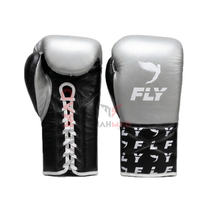 Fabrication en usine de gants de boxe sur mesure en argent et violet, 100% cuir véritable, équipement de boxe professionnel. - Product Image 2