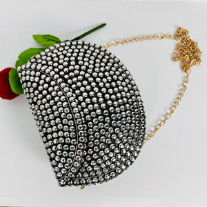 Bolso de mano de lunares plateado antiguo personalizado, bolso de hombro nupcial con escultura pulida moderna con marco de Metal chapado en oro, bandolera - Product Image 6