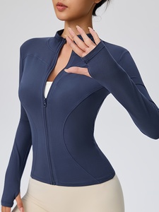 Womens Yoga <b>Jacket</b> Full Zip Slim Fit Gym Sports <b>Jacket</b> Long Sleeve <b>Workout</b> Running Fitness Activewear Custom Logo OEM ODM Priv - Product Image 2