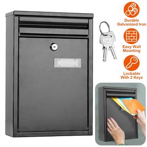Cassetta postale di sicurezza da parete in ferro zincato con cassetta postale con serratura e 2 chiavi per la casa o l'ufficio - Product Image 3