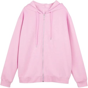 Sudadera con capucha extragrande personalizada para mujer, con cremallera, en colores rojo, rosa, verde salvia, lavanda, verde oliva y gris, de algodón y forro polar, con cordón ajustable. - Product Image 3