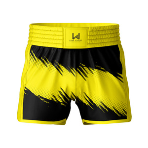 กางเกงมวยไทย MMA 4 Games สีเหลืองดำ พิมพ์ลายแบบ Sublimation แห้งเร็ว สำหรับผู้ใหญ่ ยูนิเซ็กซ์  สำหรับกีฬาผสมหลายประเภท ทรงปกติ - Product Image 2