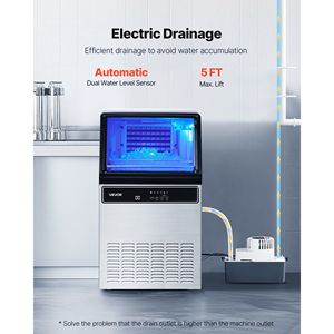 Macchina Professionale per Ghiaccio da Banco con Pompa, 130 Libbre/24H, 33 Libbre di Capacità, 45 Cubetti per Ciclo - Product Image 6