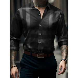 Camisa de Hombre Nueva de la Marca 2026, Camisa Masculina a Cuadros Elástica de Manga Larga a la Moda - Product Image 3