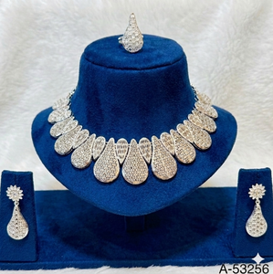 Luxury Women's Trendy 24K Gold Plated Brass Zircon Cushion Cut Charm Necklace Earrings Set Box <b>Chain</b> Imitation Pearl Lab A-53257 - Product Image 2