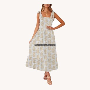 Magnifiques tuniques d'été décontractées en coton imprimées au bloc, pour femmes et jeunes filles, kurtis ethniques dessinés à la main pour mariages indiens - Product Image 4