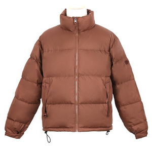 Veste matelassée marron pour homme, col montant, fermeture éclair, coupe-vent, manteau d'hiver décontracté, rembourrage en polyester, coupe régulière, parka - Product Image 1