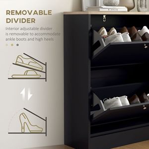 Scarpiera moderna a 2 cassetti con ripiani regolabili per 12 paia di scarpe - Nera - Product Image 6