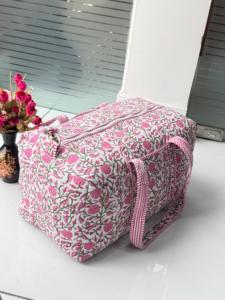Indian Cotton Duffle <b>Bag</b> Women Quilted Floral Bohemian Block Print Perfect Summer Winter <b>Beach</b> Travel Handmade Vintage <b>Bag</b> - Product Image 2