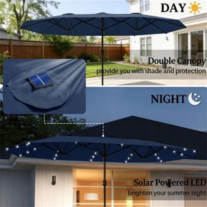 Ombrellone da Giardino Blu Navy con Base Solare per Esterni - Product Image 4