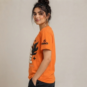 Camiseta de Mujer con Estampado Puff, Mezcla de Algodón Premium, Diseño Gráfico, Cómoda, Manga Corta, Atuendo Informal para el Día a Día - Product Image 5