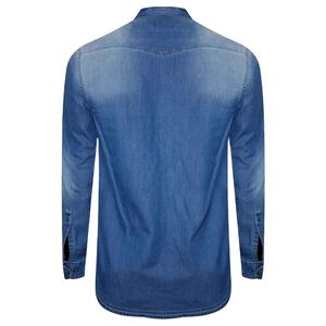 Chemise en jean grande taille, style décontracté, tendance, pour homme, couleur bleu uni, haute qualité. - Product Image 2