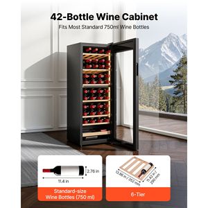Cave à vin double zone autonome 42 bouteilles, température réglable 41-65°F, mini cave avec porte vitrée - Product Image 2