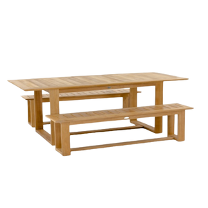 Conjunto de banco de jardín extensible moderno de madera de teca, banco largo para jardín, para comer al aire libre y mobiliario de parque, de la mejor calidad. - Product Image 4