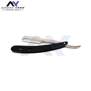 Rasoir de barbier à lame unique en acier inoxydable, noir et argent, à bord droit, tranchant, pour la coupe de la barbe, avec logo personnalisé - Product Image 3