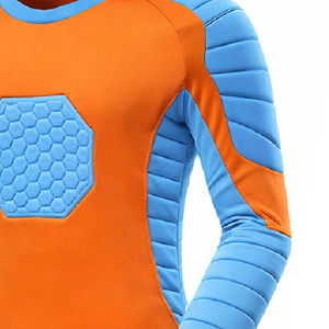 Maillot de football rembourré orange et bleu pour homme, manches longues, col rond, ajusté, en polyester, imprimé géométrique - Product Image 4