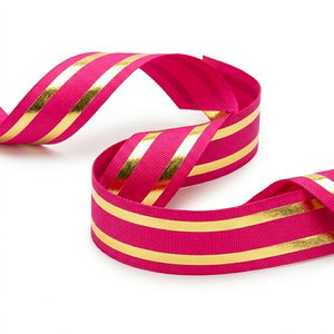 Neelkamal Industries 25mm Hot Pink Gold Metallic Ribbon Premium Decorative Trim for Gift Wrapping Luxury Packaging - Product Image 3