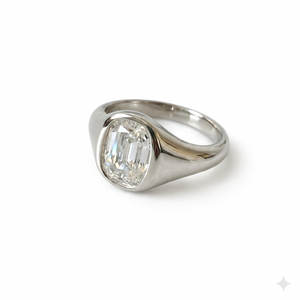 2ct Oval Cut Bezel <b>Set</b> Men's Signet <b>Ring</b> 14K/18K Yellow <b>Gold</b> Statement Band Lab Grown Diamond Chunky Engagement <b>Ring</b> Unisex <b>Ring</b> - Product Image 5