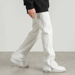 Custom Casual Flare Pants Men Bonded Fabric Flared Sweatpants Unisex Slim Fit Mid <b>weight</b> <b>Blank</b> Brown Jogging Flare Sweat Pants - Product Image 6