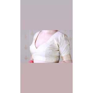 Sari en soie douce rouge crème, tissage Kamdhenu, tissage Zari, robe de soirée élégante - Product Image 1