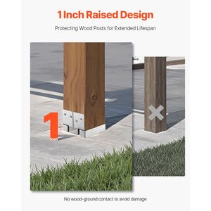 Base per Palo 6x6, 10 Pezzi, in Acciaio al Carbonio Resistente, Dimensione Interna 5.49x5.57 pollici/139.5x141.5mm, Zincato, per Strutture in Acciaio e Calcestruzzo - Product Image 5
