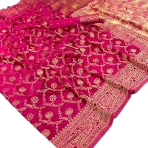 Tela de Saree de Satén Mashru Puro de la Mejor Calidad |   Ropa Festiva de Lujo de Seis Yardas |   Nueva Colección de Diseñador a Precio de Mayoreo - Product Image 1