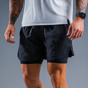 Shorts de sport pour homme personnalisés, compression 2 en 1, shorts de plage, shorts à double couche, shorts de bain avec poche zippée, shorts à double couche - Product Image 2