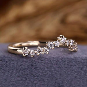 แหวนแต่งงานเพชรเพาะเลี้ยงทรงโค้งสำหรับผู้หญิง แหวนเรียบหรูแบบซ้อนได้ แหวนคู่รักสำหรับวันครบรอบ ทองคำแท้ 14K พร้อมใบรับรอง IGI - Product Image 3